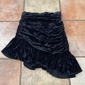 Zara asymmetrical crushed velvet skirt